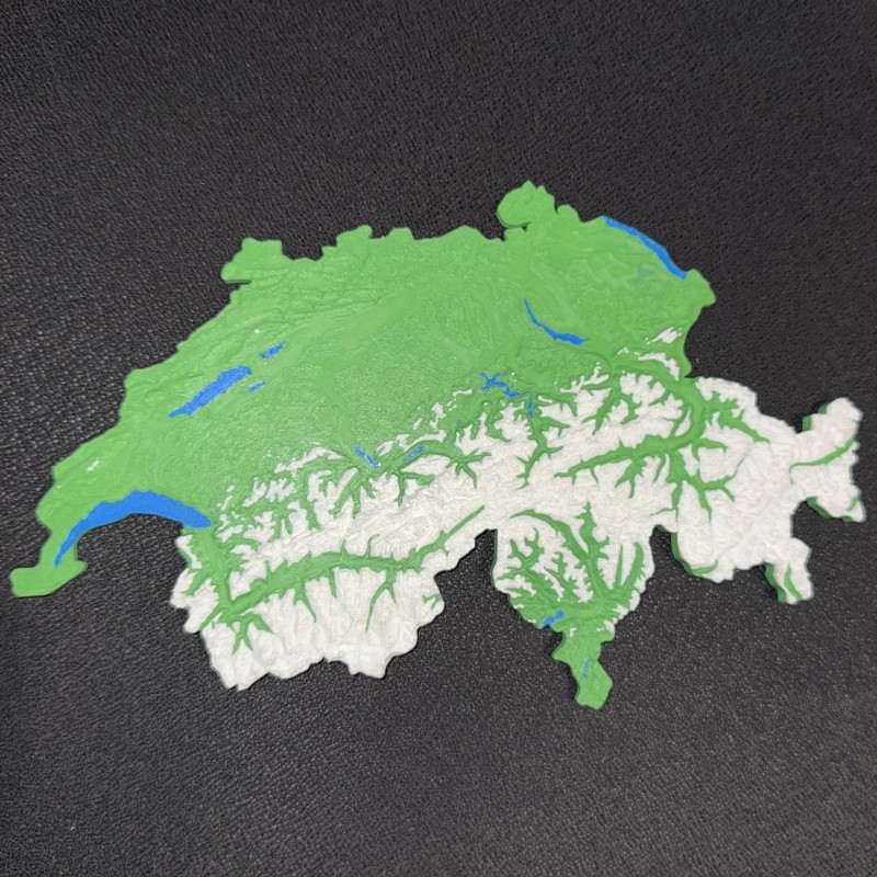 Suisse - Carte topographique multicolore